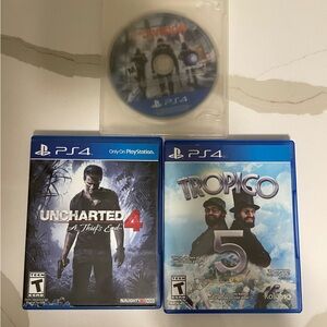 PS4 lot of 3 Video Games Tropico 5, Uncharted 4, & Tom Clancy’s the Division